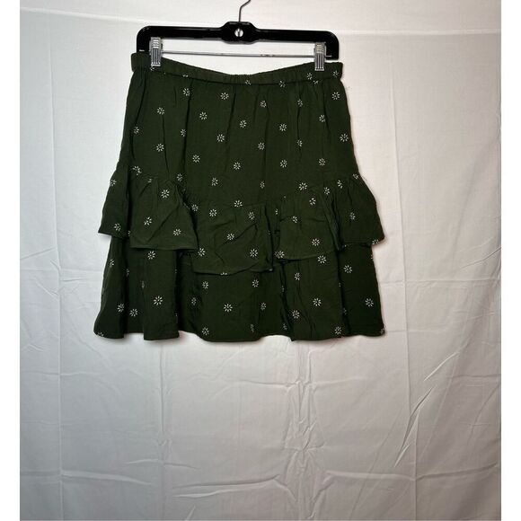 Madewell green ruffled mini skirt size medium - Picture 2 of 4